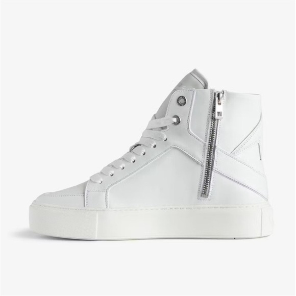NIB Zadig & Voltaire HIGH FLASH CHUNKY SMOOTH Platform High-top 37 Blanc White 6 - Picture 2 of 12